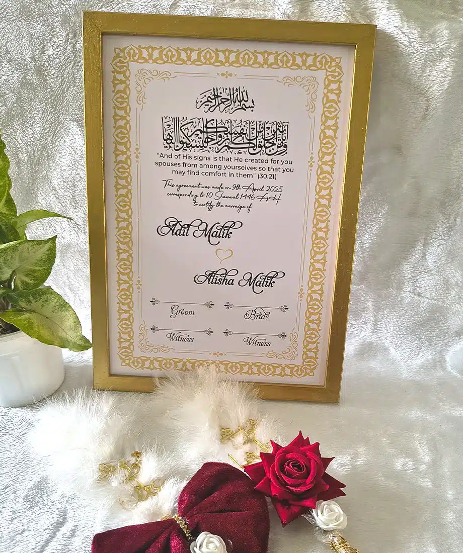 Nikah Nama Frame with personalised nikah pens - 2