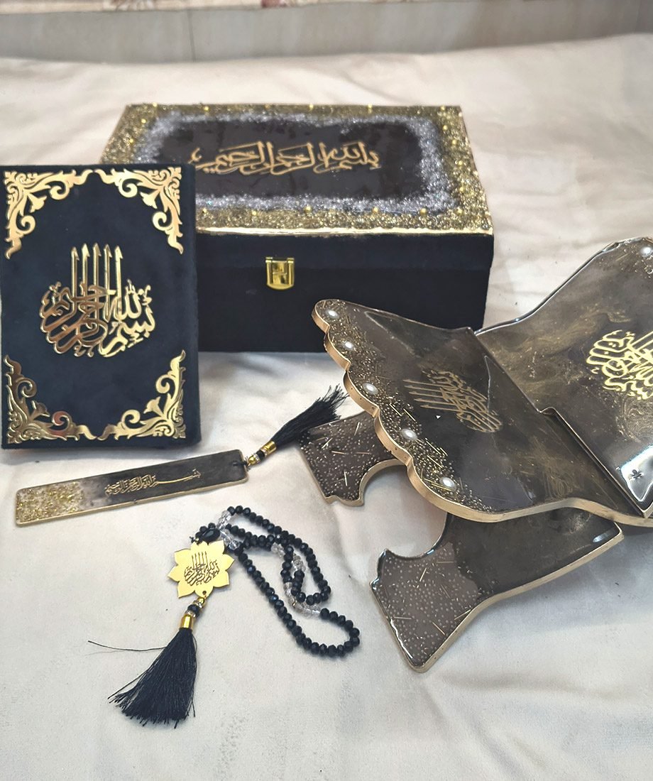 Handcrafted Ibadat Gift Set – Resin Art Quran Box - Image 2