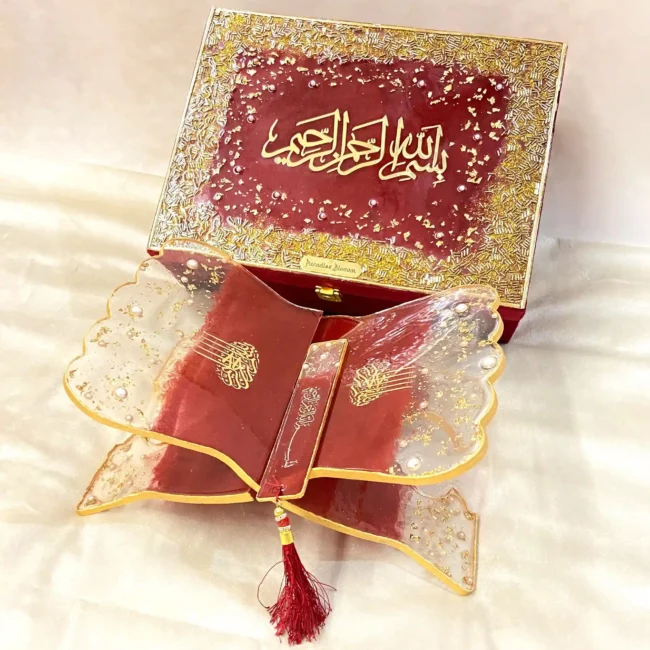 Maroon Designer Box with Resin Rehal & Bookmark Edition