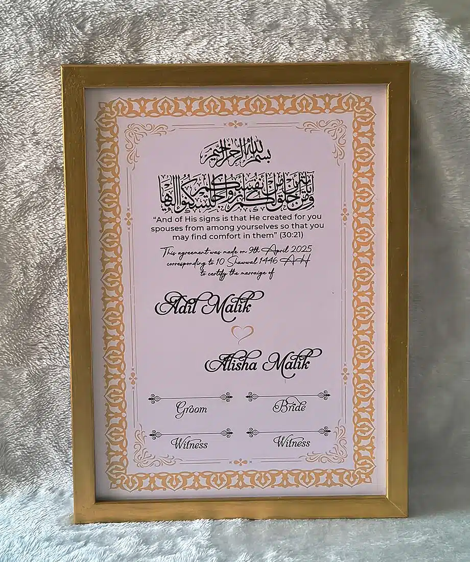 Nikah Nama Frame with personalised nikah pens - 4