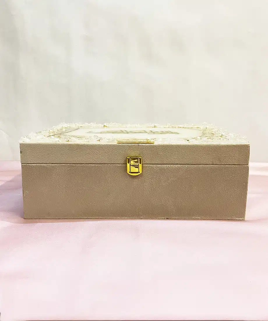 Premium Designer Quran Box With Bismillah in Resin Art Golden Strokes - 4