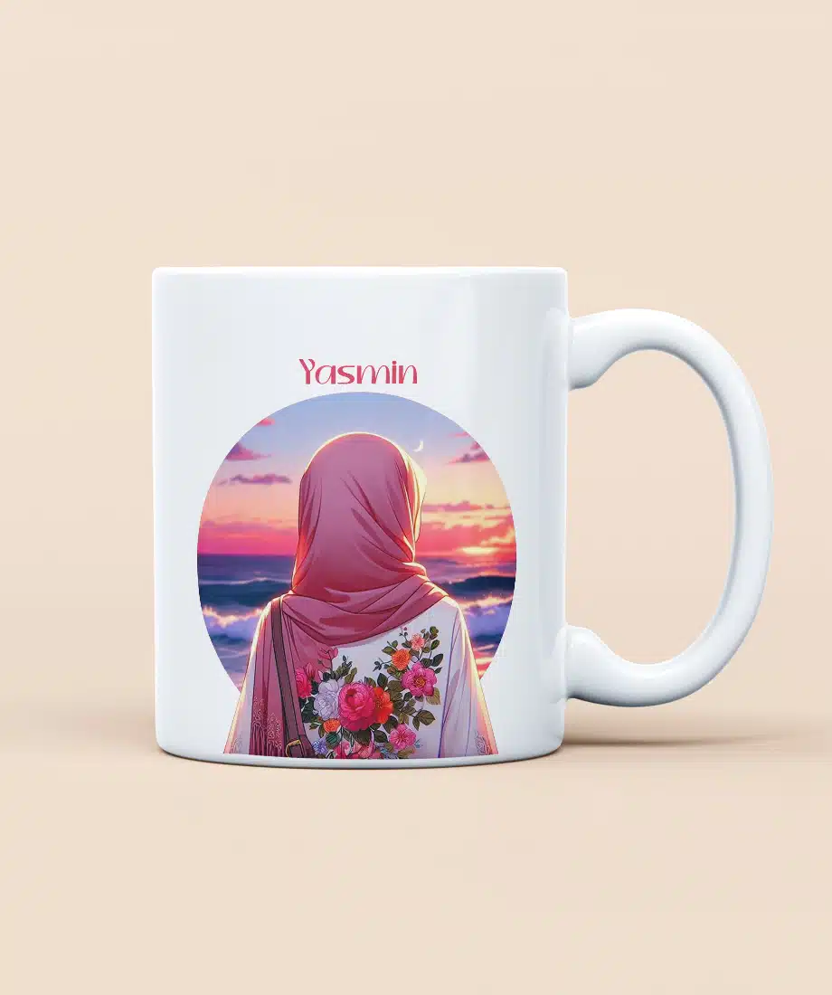 Sunset Reflections – Personalized Hijabi Art Mug - 2