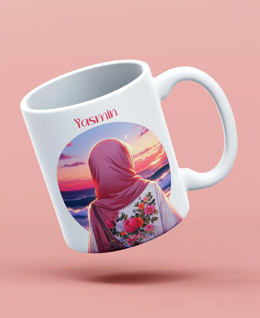 Sunset Reflections – Personalized Hijabi Art Mug - 1