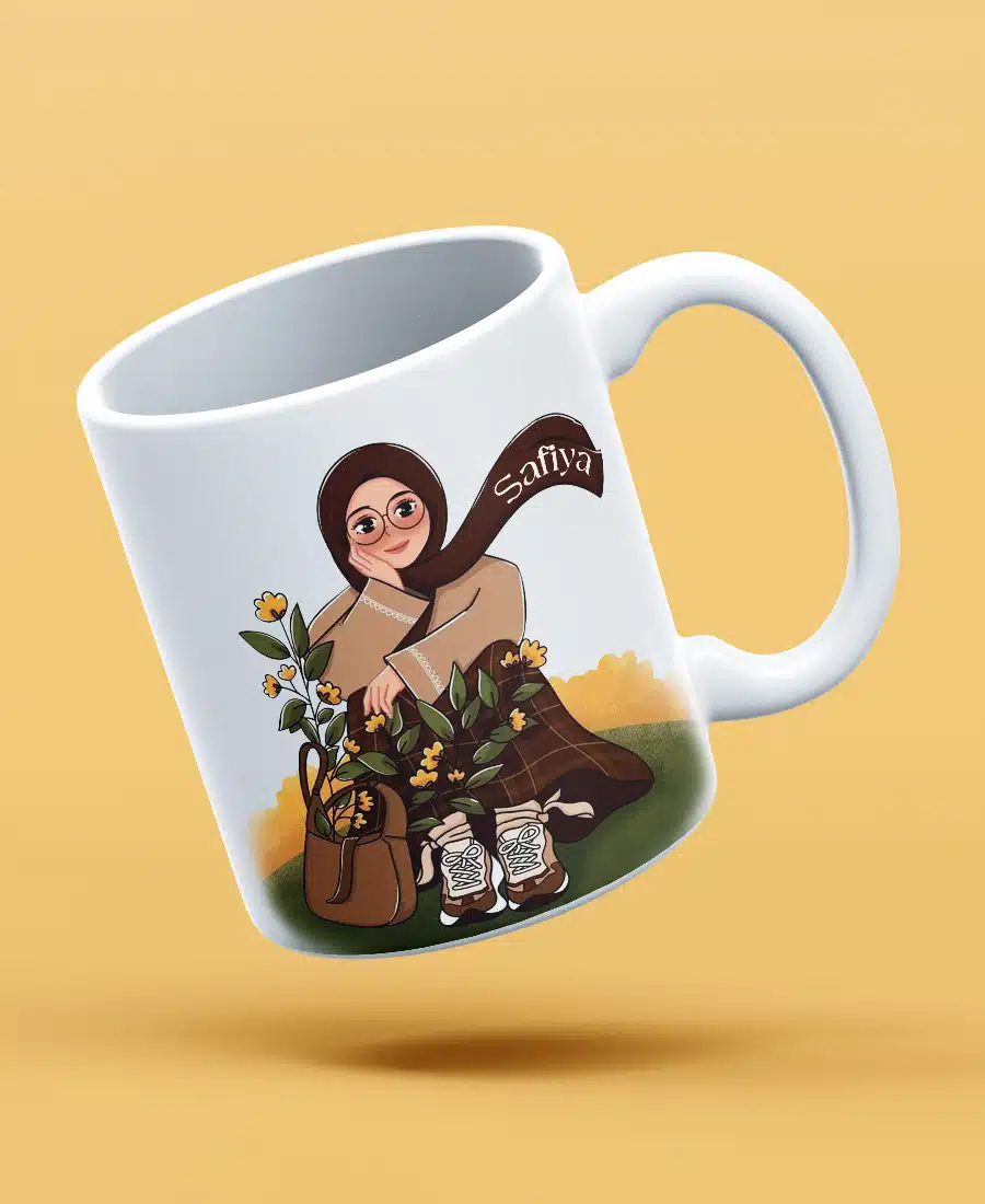 Garden of Grace – Personalized Hijabi Girl Art Mug - 1