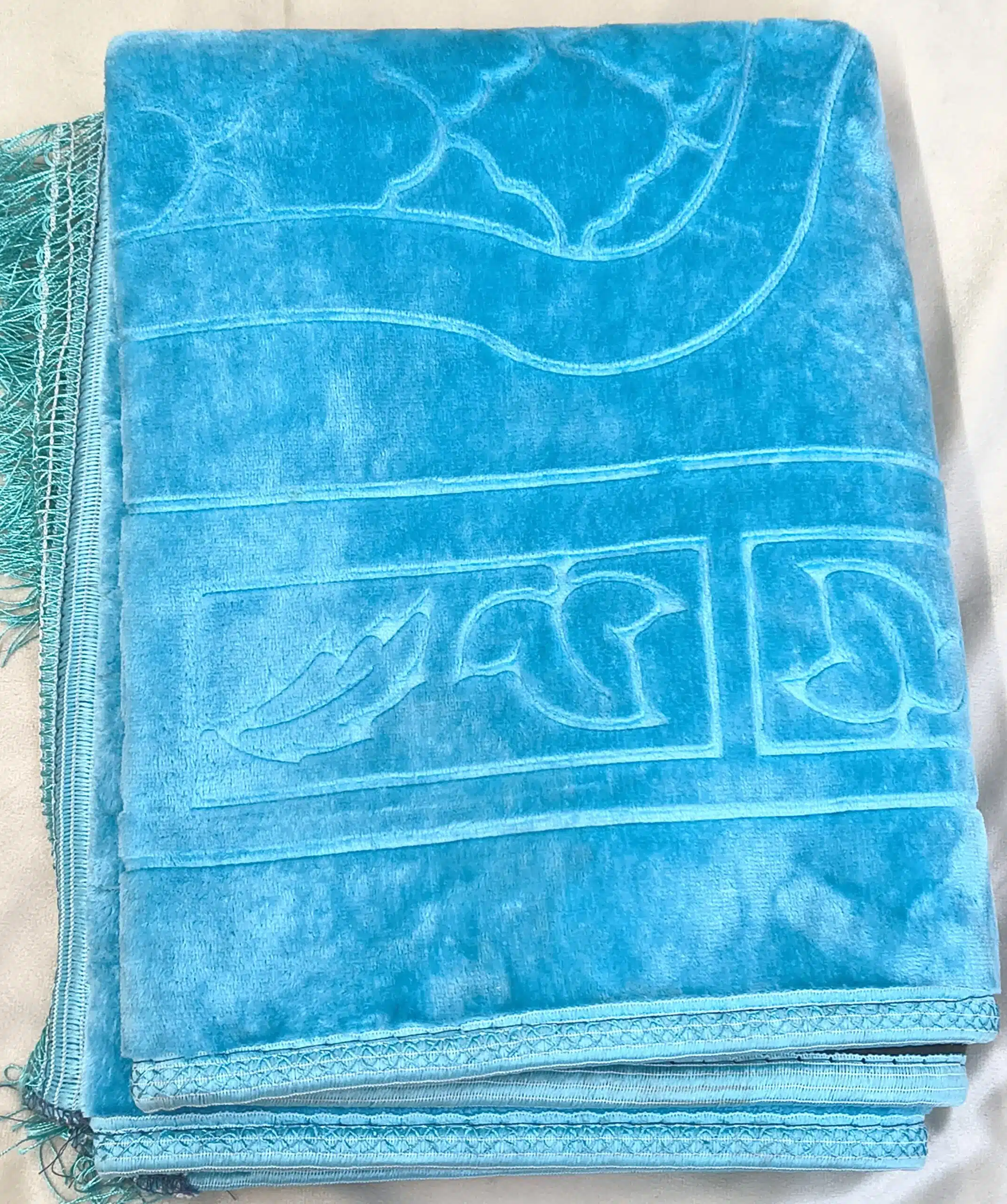 Premium Velvet Prayer Mat - Janamaz (Sky Blue) - 2