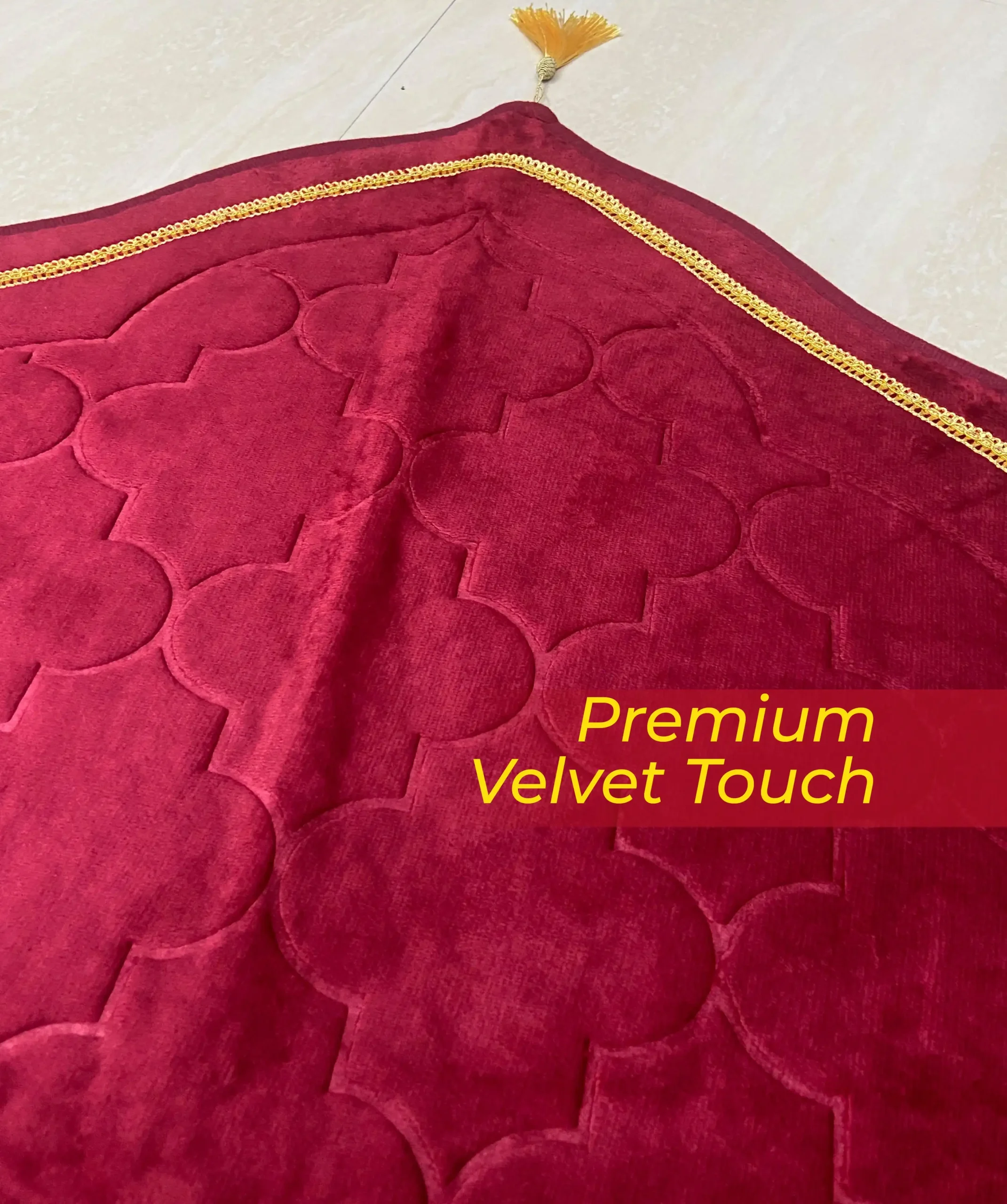 Premium Velvet Prayer Mat - Janamaz (Maroon) - Image 3