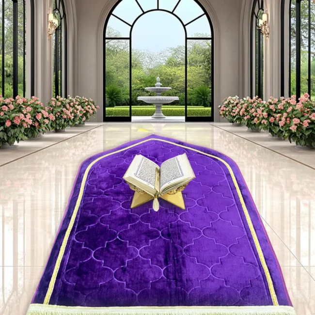 Premium Velvet Prayer Mat - Janamaz (Purple)