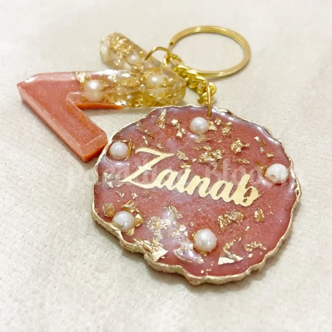 Resin Keychain with Arabic Name & Initial Letter