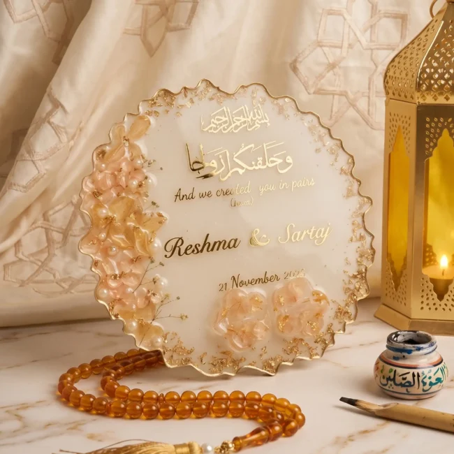 Resin Ring Platter | Elegant Wedding & Engagement Ring Holder (Cream)
