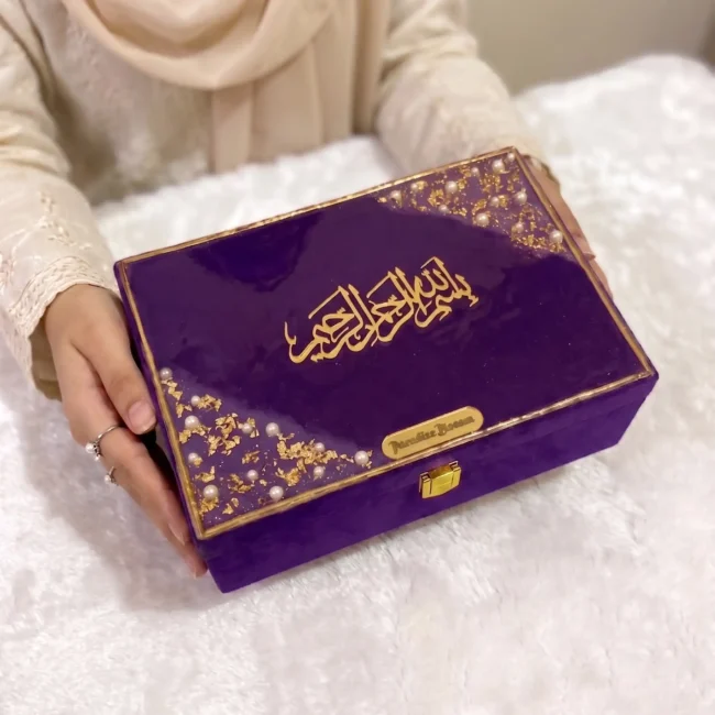 Mini Designer Resin Box with Velvet Finish (Purple)