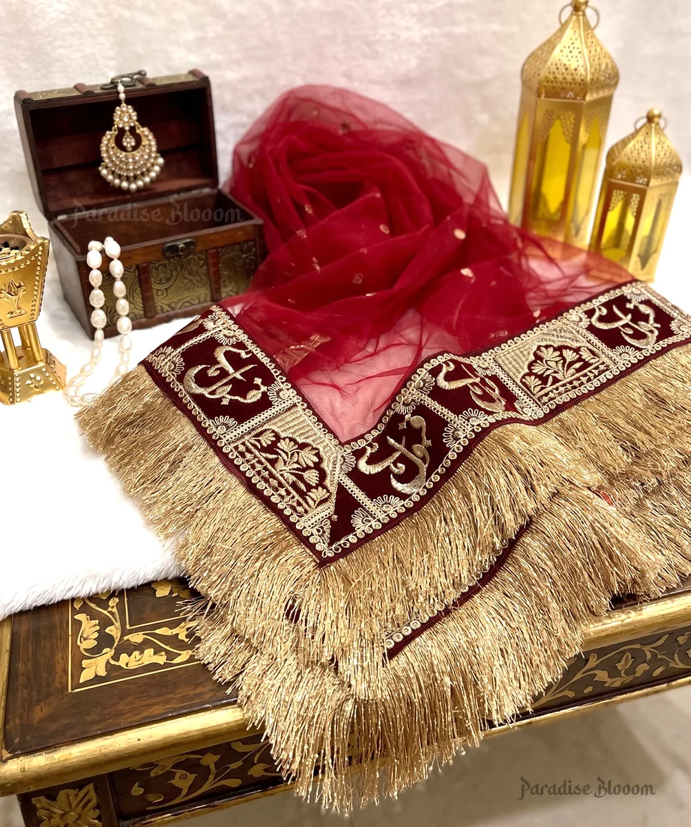 Luxury Personalized Nikah Dupatta with Qubool Hai Design - 3