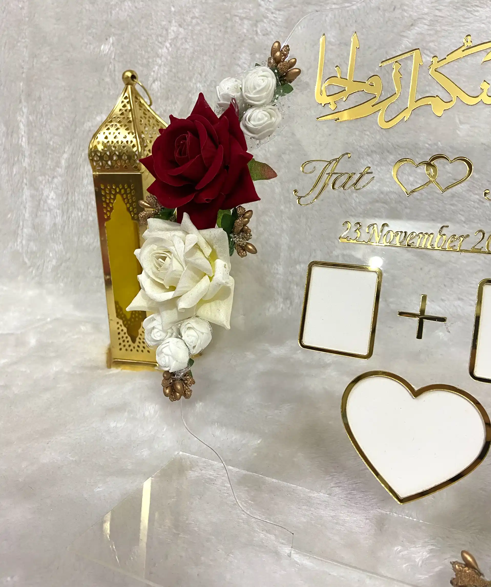 10" Clear Acrylic Wedding Thumbprint Board & Stand - 3