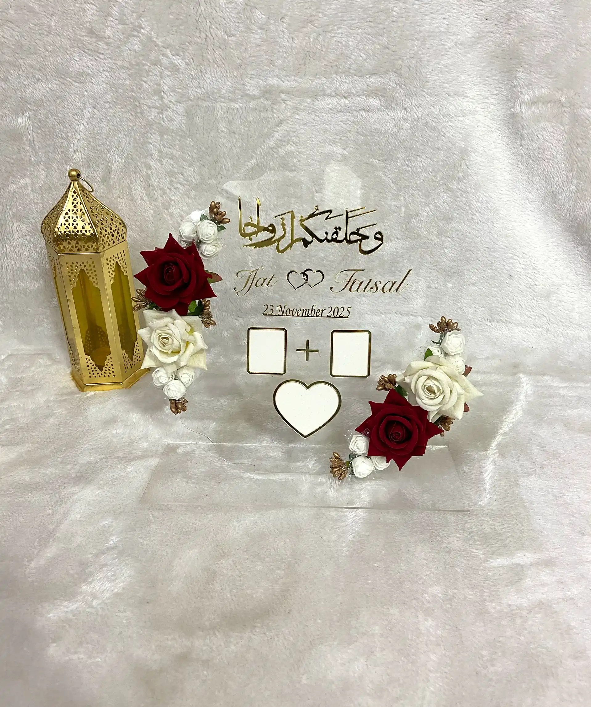 10" Clear Acrylic Wedding Thumbprint Board & Stand - 4