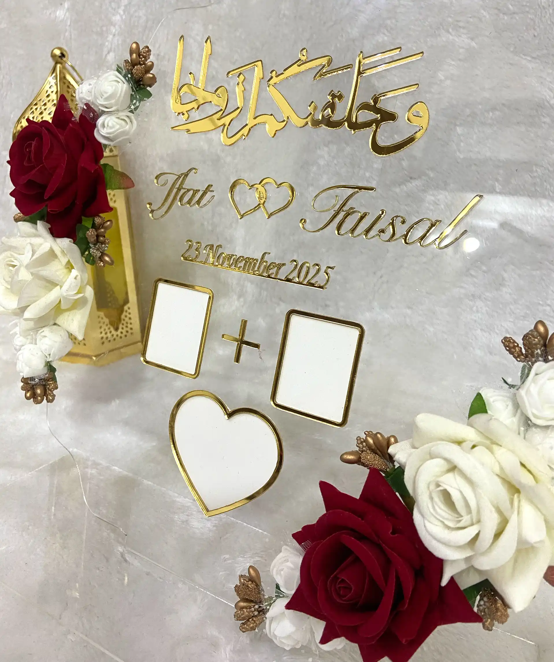 10" Clear Acrylic Wedding Thumbprint Board & Stand - 2