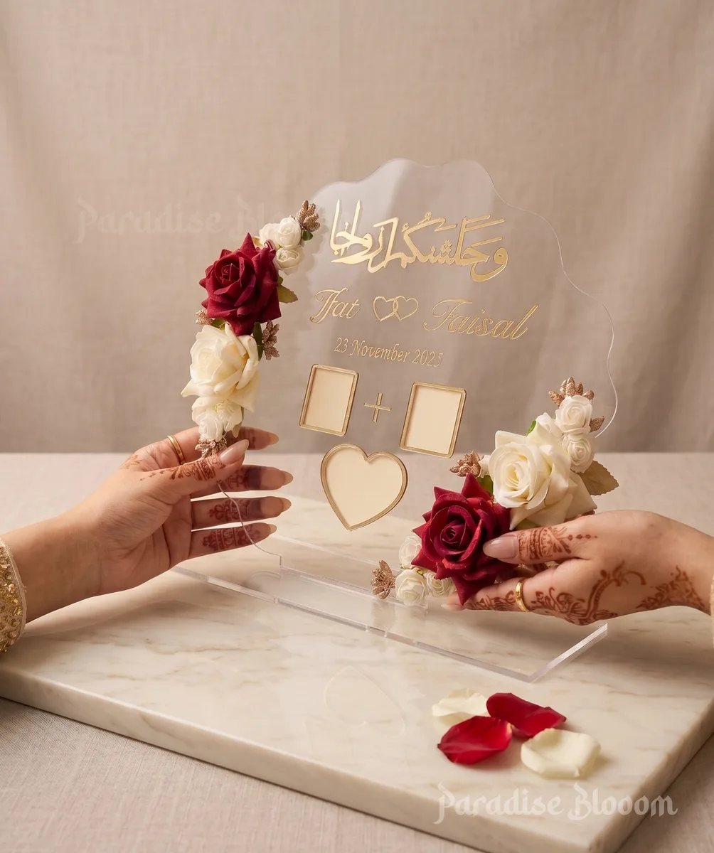 10" Clear Acrylic Wedding Thumbprint Board & Stand - 5